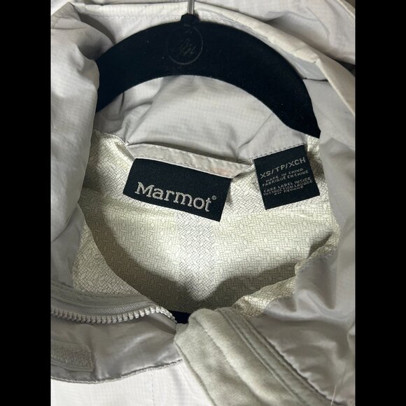 MARMOT PreCip Lightweight Light Grey White Hooded Shell Jacket Size XS - Picture 6 of 6